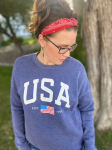 USA EST. 1776 Crewneck Sweatshirt Navy